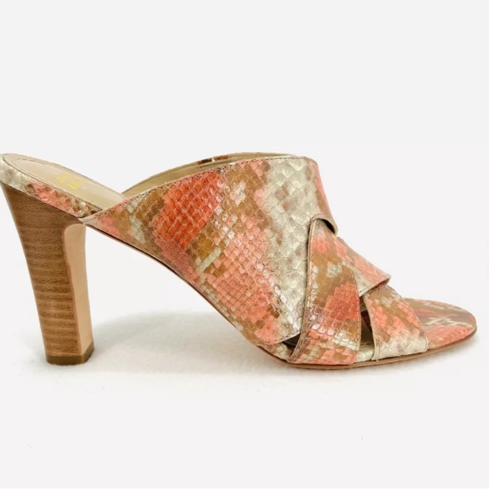 JOHNSTON & MURPHY Carrie Snake Print Leather Sandal, Open Toe Strappy Size 10M